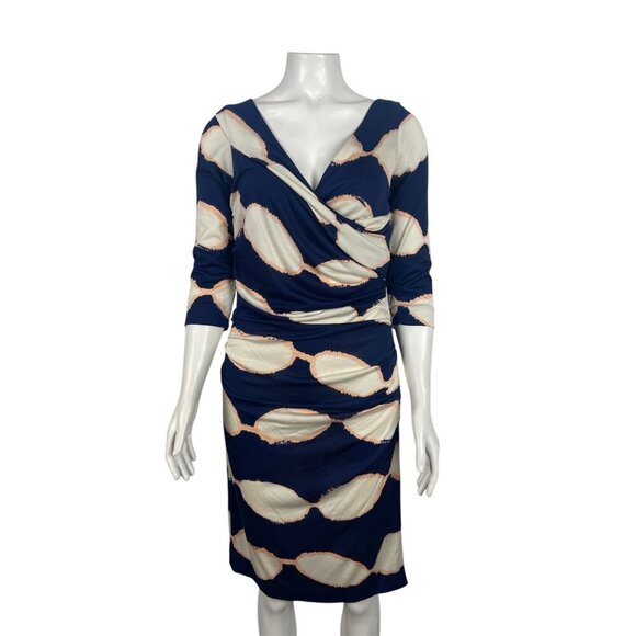 Diane Von Furstenberg Bentley Dress Size 8 100% Silk 3/4 Sleeve Faux Wrap - Picture 1 of 7